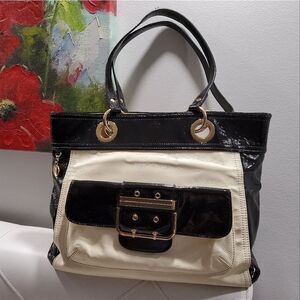 Milly Black White Patent Leather Shoulder Bag